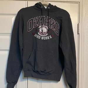 Champion Black Ozarks College Hoodie with Maroon and White Crest